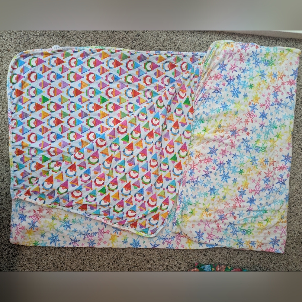 Christmas Rainbow Snowflake Gnome Bamboo Blanket